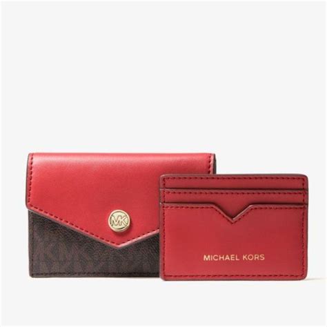 michael kors small logo and leather 3-in-1 card case|Small Logo Card Case .